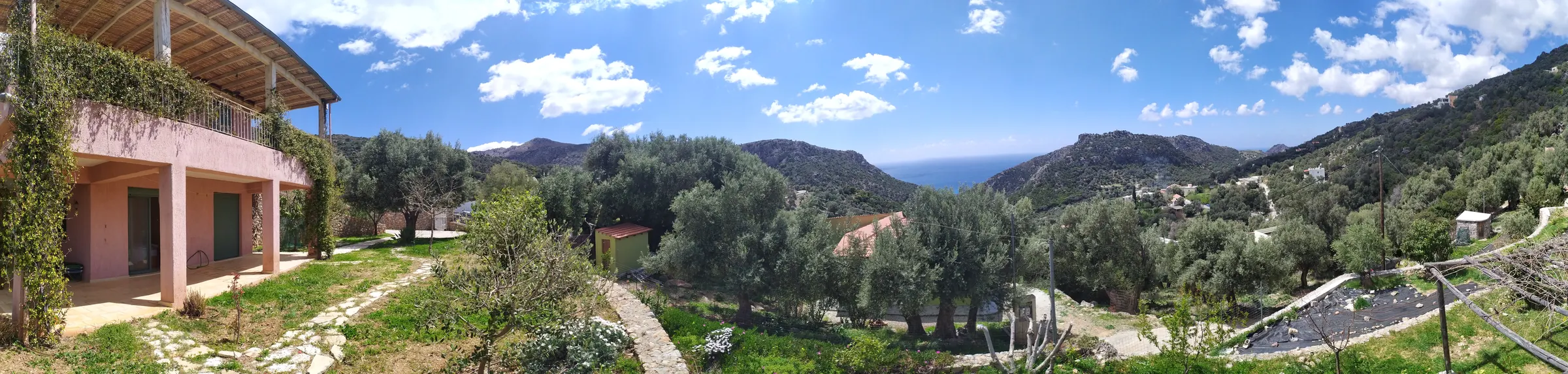 Panoramic view from the west/front garden area